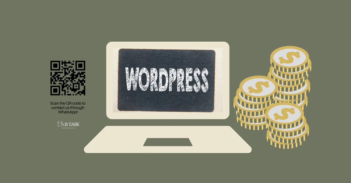 صورة بها دولارات وربح وموقع الكتروني ومكتوب عليها أهمية إنشاء مدونة ووردبريس والربح منها